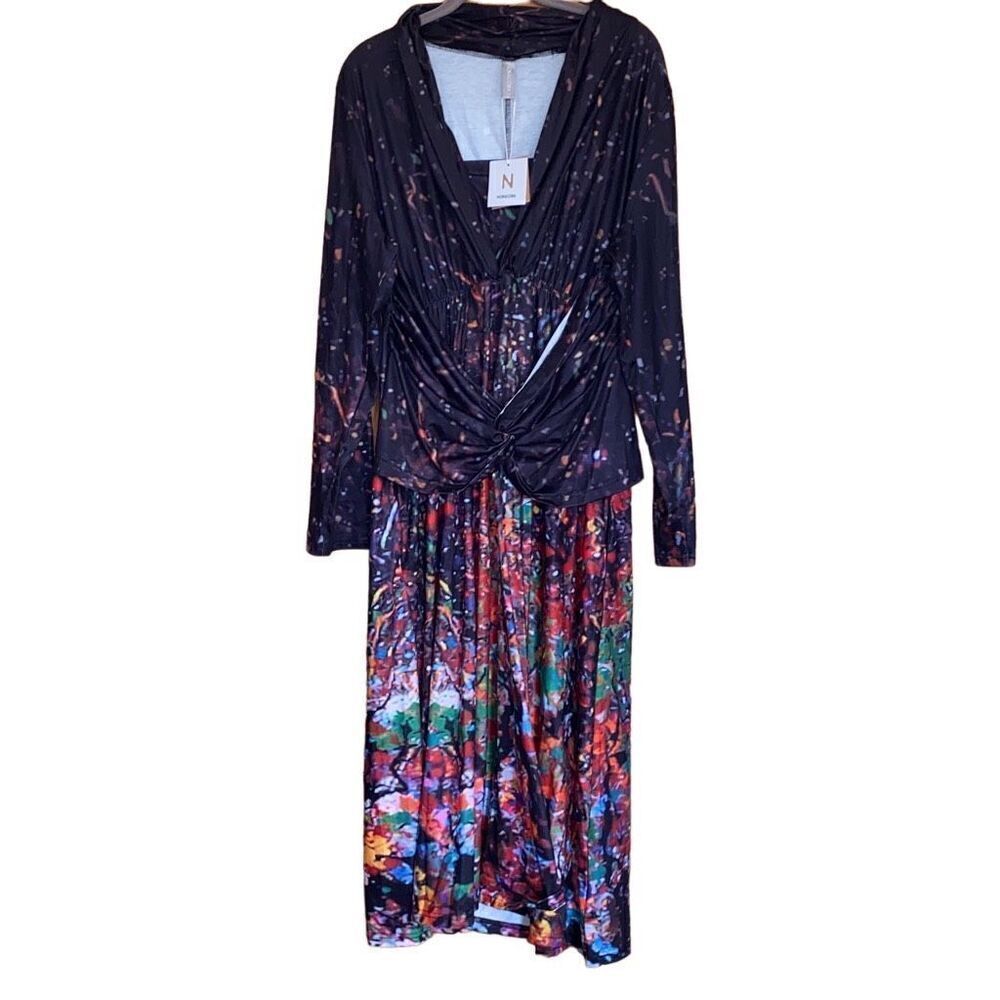 Noracora NWT Paint Splatter Multicolor Dress Long Sleeve Kidcore ArtToWear XL